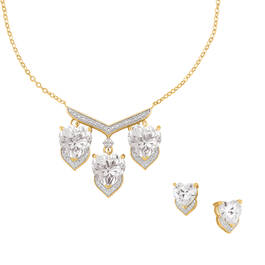 Trio of Hearts Diamond Necklace with Free Earrings 11808 0019 a main