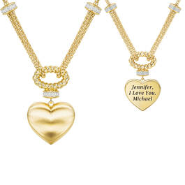 Personalized ILoveYou Golden HeartDiamond Necklace Free Matching Necklace 12277 0027 a main
