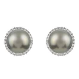 Black Tahitian Pearl Diamond Halo Studs 11142 0618 b alt