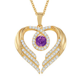 Birthstone Pendant Angel Heart Wing 6721 0013 b february