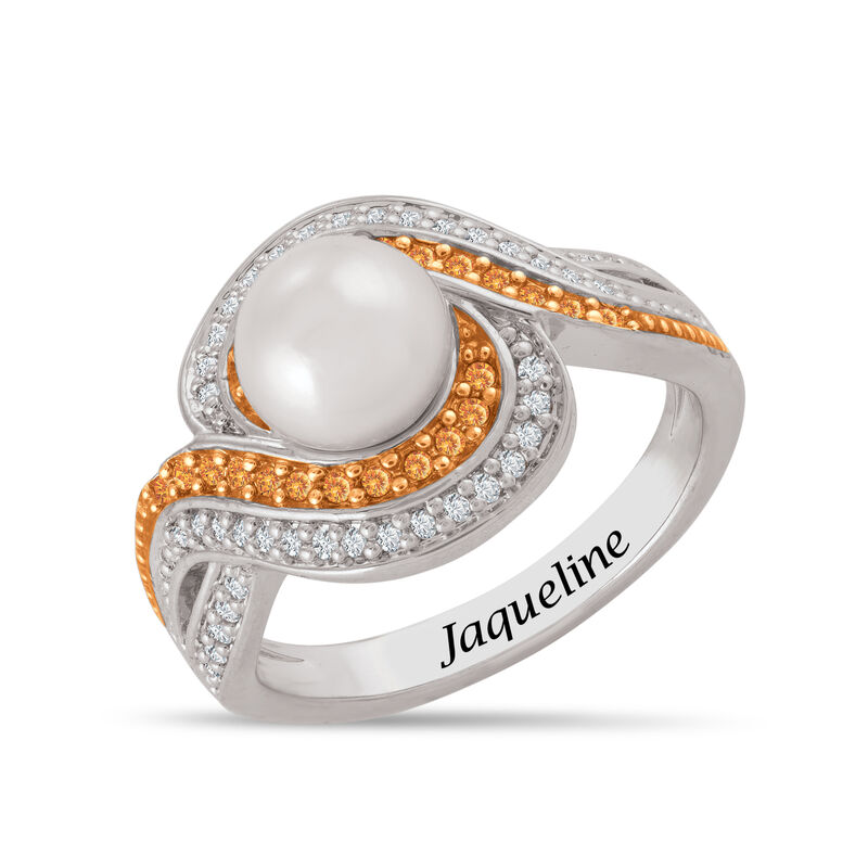 Personalized Pearl Birthstone Swirl Ring 11064 0018 k november