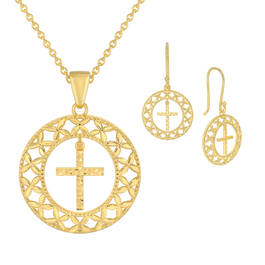 Shining Light Cross Pendant Earring Set 10227 0014 a main