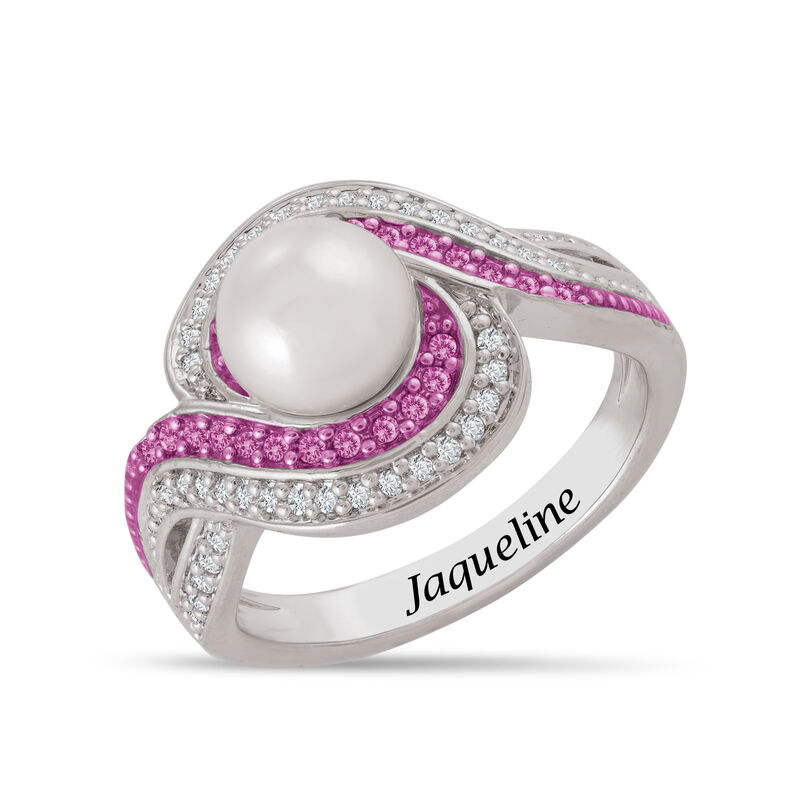 Personalized Pearl Birthstone Swirl Ring 11064 0018 j october