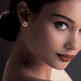 Diamond Gemstone Rose Earrings 10559 0012 m model