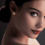 Diamond and Gemstone Rose Earrings, Diamond Gemstone Rose Earrings 10559 0012 m model