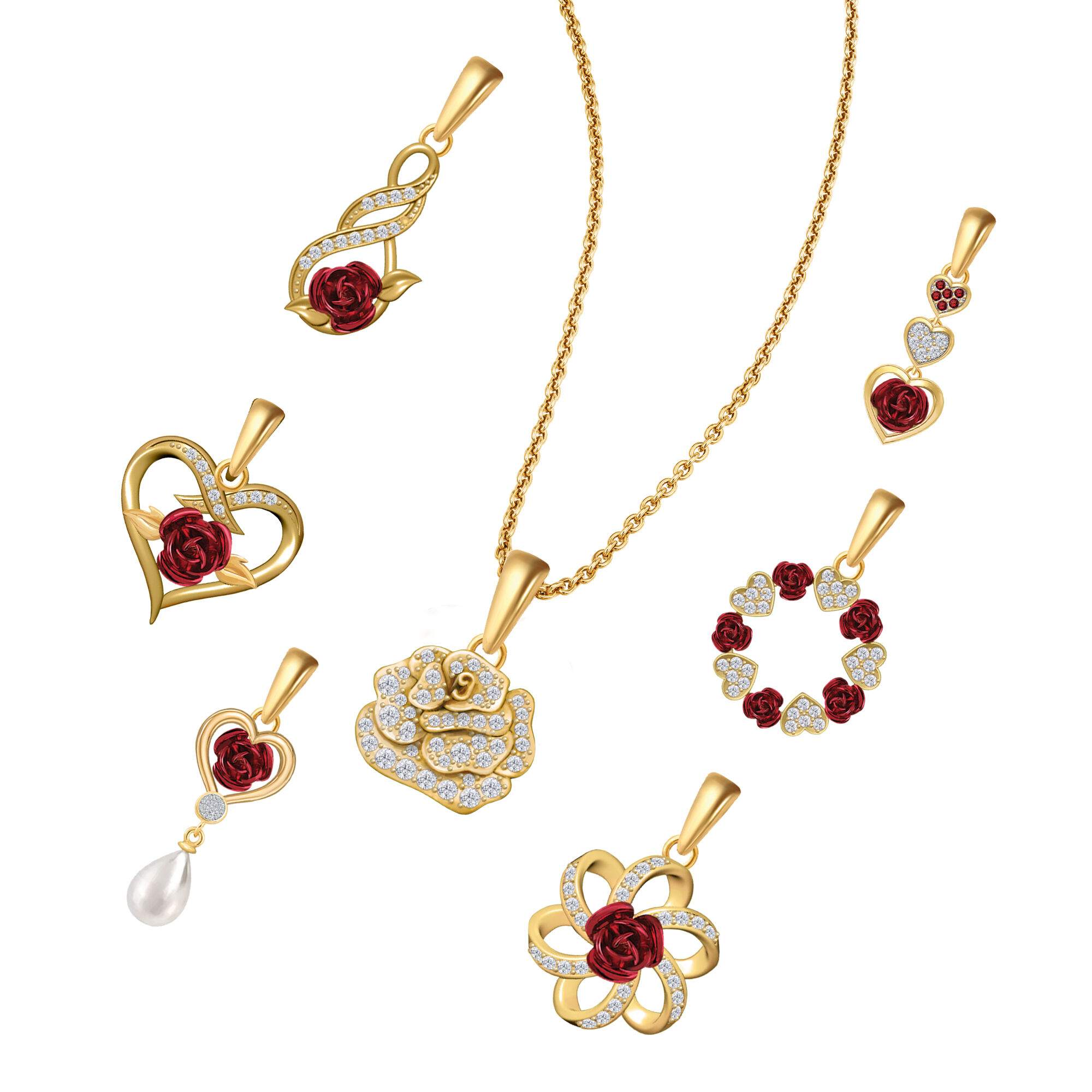 Romantic Roses Pendant Jewelry Box Set 10183 0016 b chain