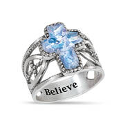 Pieces of Jerusalem Roman Glass Cross Ring 12068 0012 a main