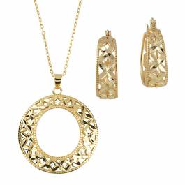 Golden Kisses Diamond Cut Hoops wPendant 2257 004 8 1