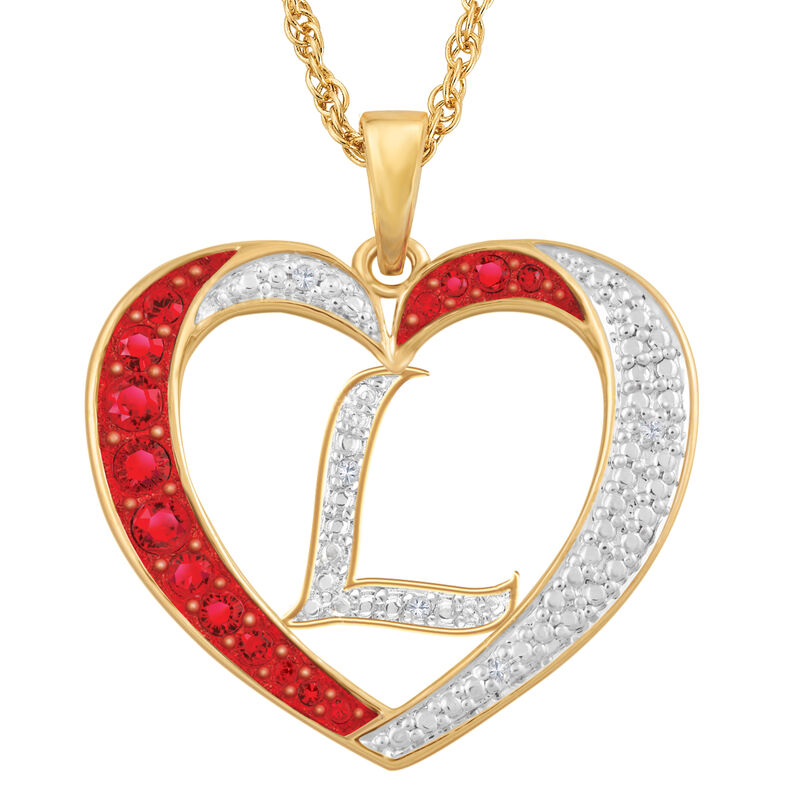 Personalized Diamond Heart Pendant 2300 0011 l initial L