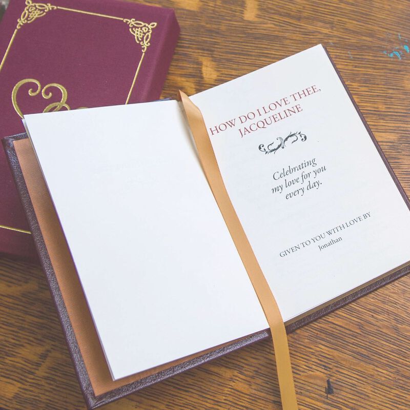 How Do I Love Thee Customized Leather Book 3235 1090 b open
