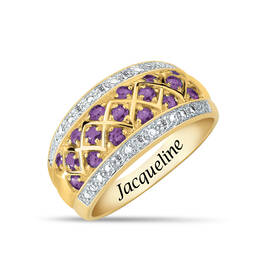 Personalized Amethyst Diamond Ring 11056 0018 a main
