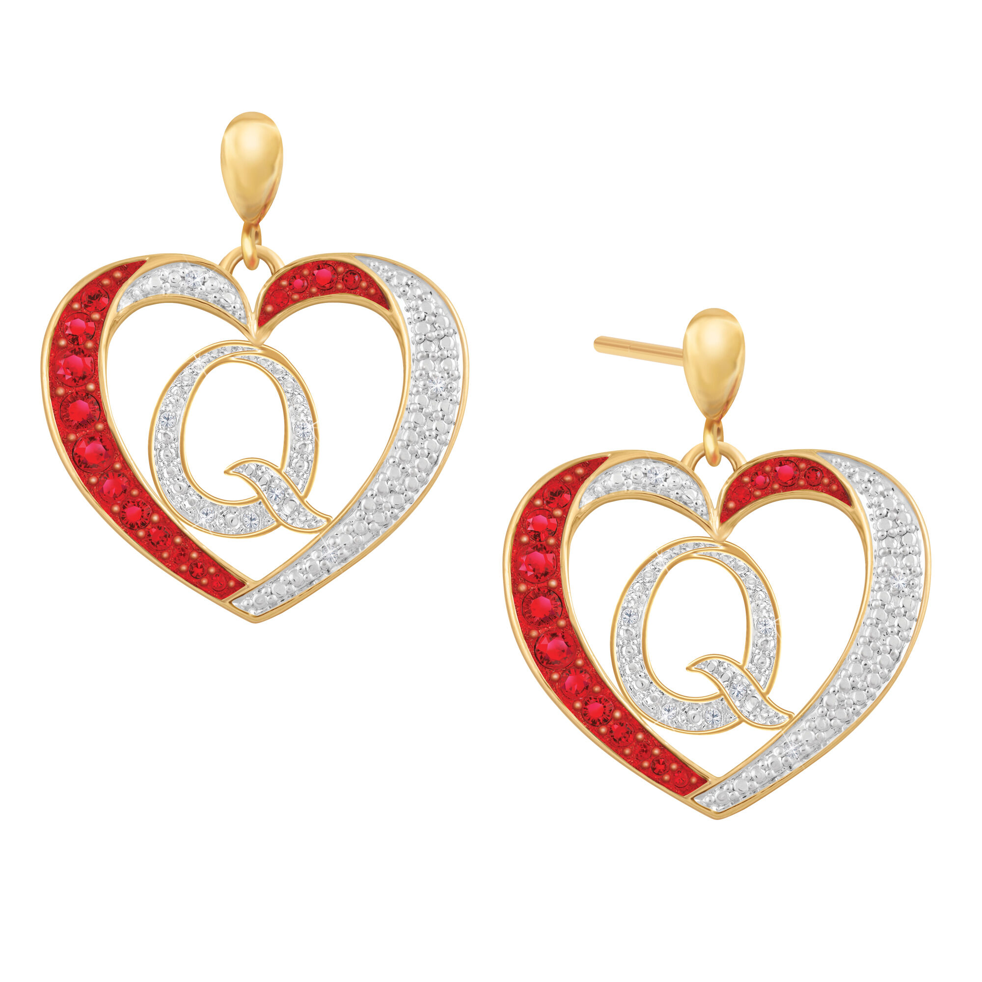 Diamond Initial Heart Earrings 2300 0094 q initial