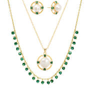 Pearl Simulated Emerald Jewelry Set 11142 1376 a main