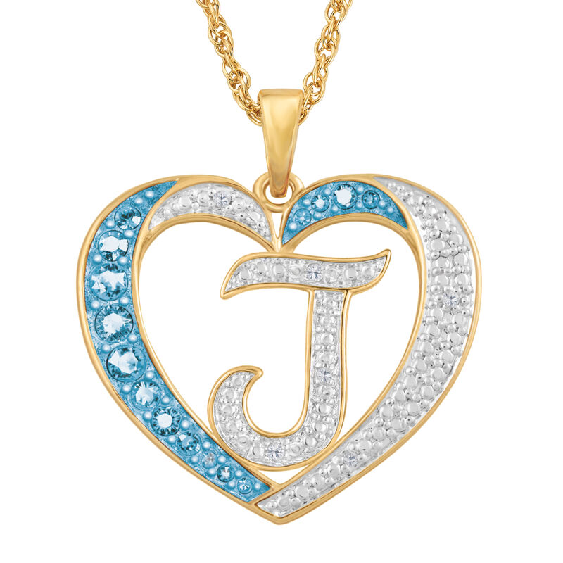 Personalized Birthstone Diamond Initial Heart Pendant 10575 0012 l december j