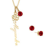 Birthstone Flower Necklace Earrings 11772 0011 a main