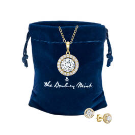 1kt Gold Halo Pendant with Free Matching Earrings 12201 0010 d giftpouch