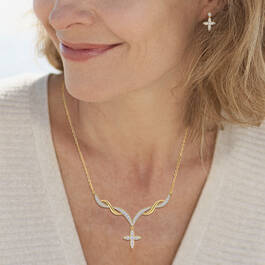 Heavenly Swirl Cross Necklace and Earrings Set 6892 0016 m model