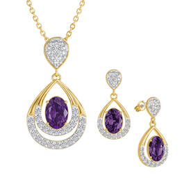 Birthstone Necklace Earring Set 6930 0010 b february