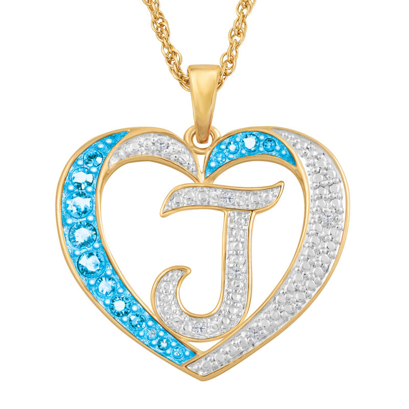 Personalized Birthstone Diamond Initial Heart Pendant 10575 0012 c march j