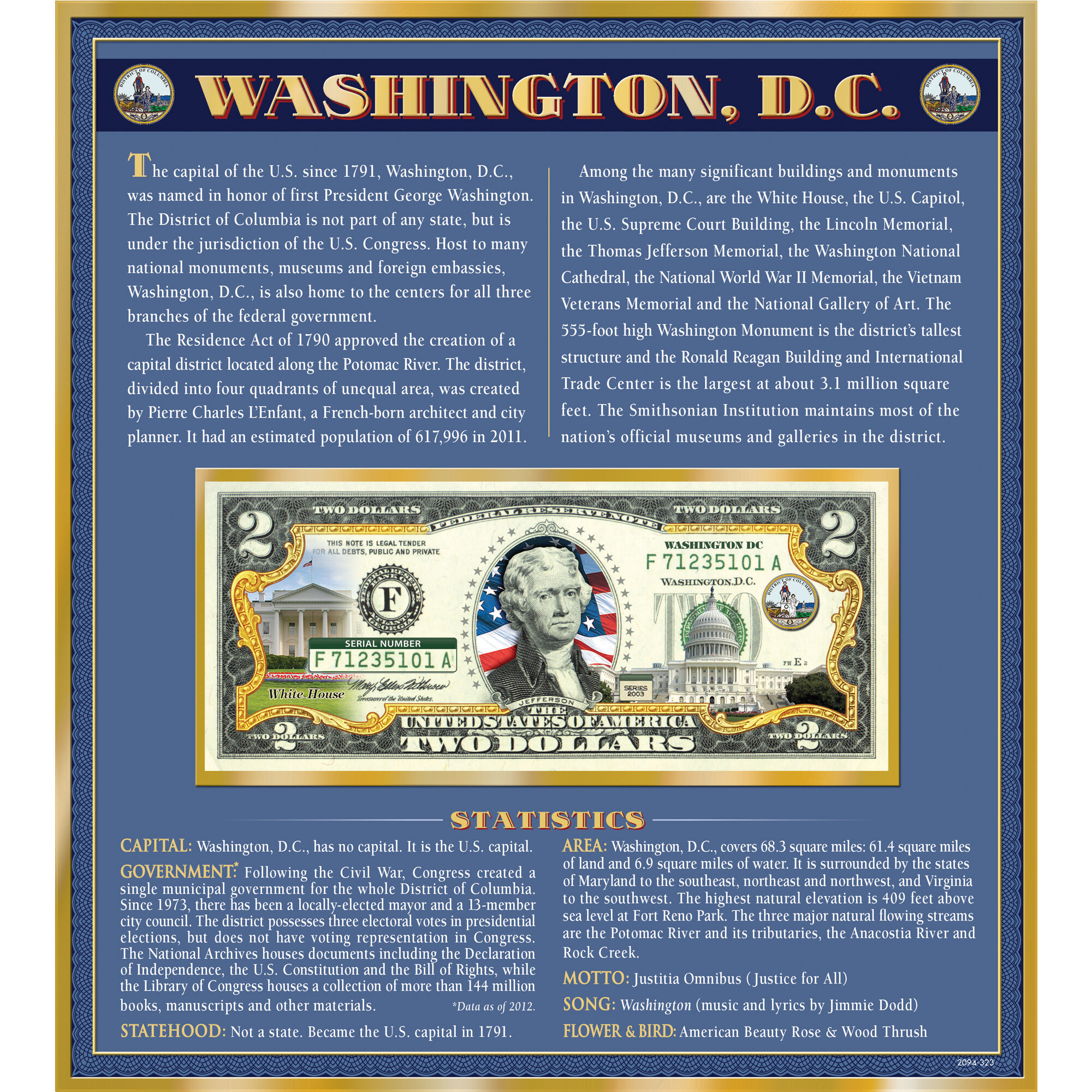 The United States Enhanced Two Dollar Bill Collection 6448 0031 a Washington DC