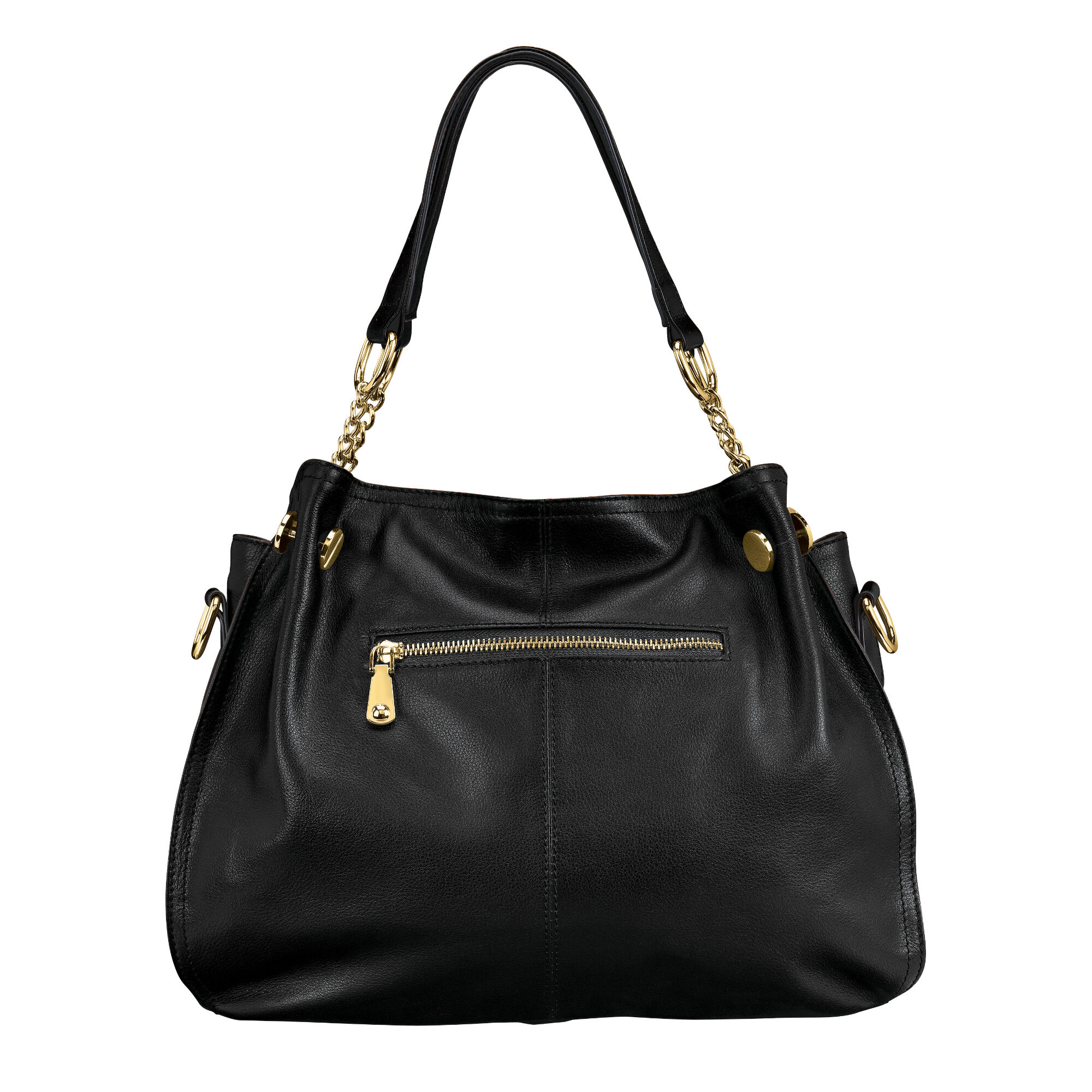 Jose Hess Signature Black Leather Hobo Bag