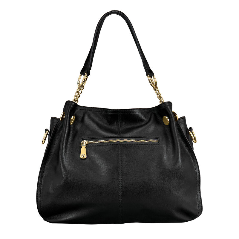 Jose Hess Signature Black Leather Hobo Bag