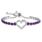 Open Heart Birthstone Bolo Bracelet 11567 0010 b february