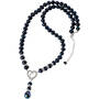 Majestic Black Pearl Initial Necklace, Black Pearl Initial Necklace 11565 0012 f flat