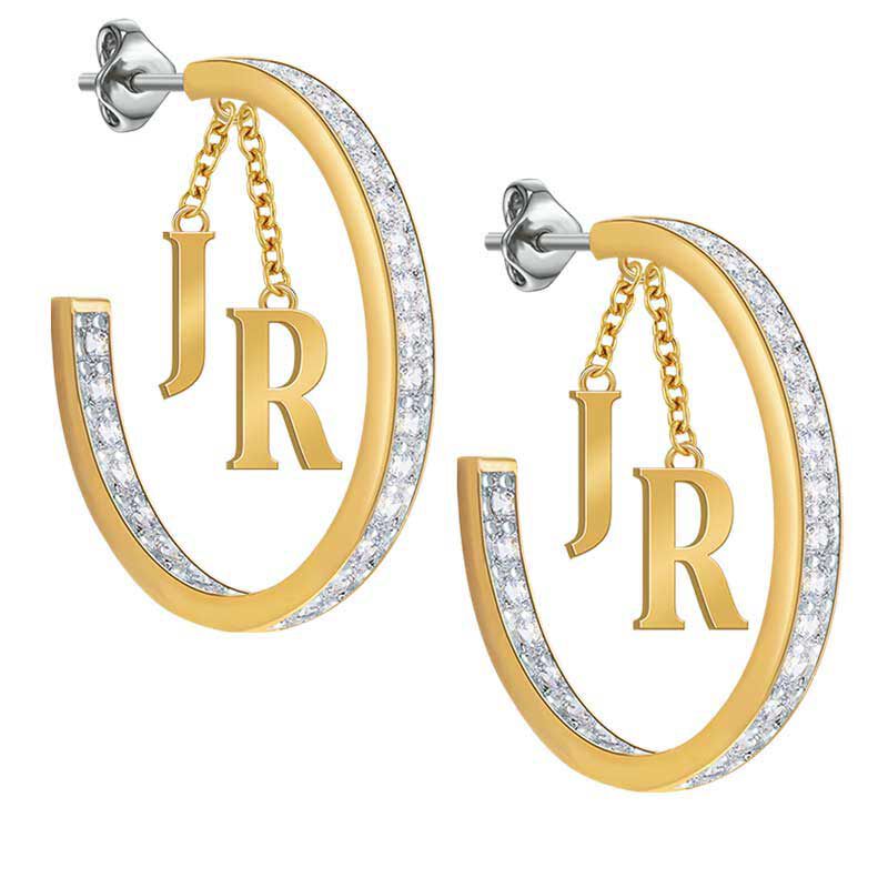 Personalized initial earrings sales