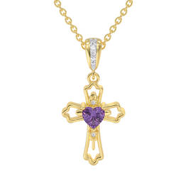 Amethyst Hearts Diamond Cross Pendant Earring Set 10402 0011 b pendant