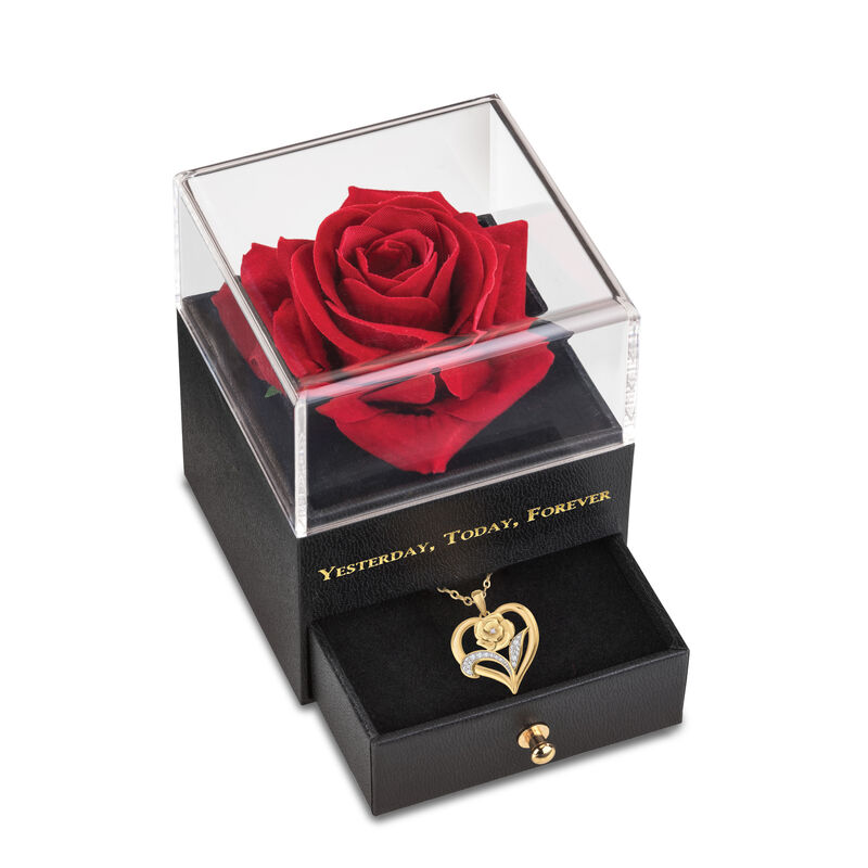Yesterday Today Forever Rose Pendant Box 11027 0014 b open box