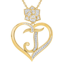 Personalized Diamond Rose Pendant 10663 0015 b initial J