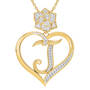 Personalized Diamond Rose Pendant 10663 0015 b initial J