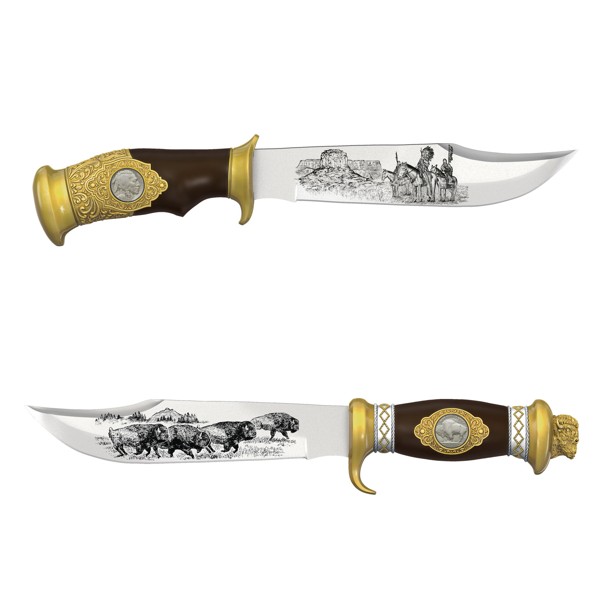 The Buffalo Nickel Bowie Knife Set 6663 0013 d knives