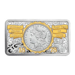 The 1878 Morgan Silver Dollar First Year of Issue Tribute 6700 0067 b ingotfront