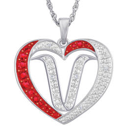 Personalized Diamond Initial Heart Pendant 10926 0018 v initial V