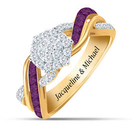 Personalized Birthstone and Diamond Ring 10751 0018 b february