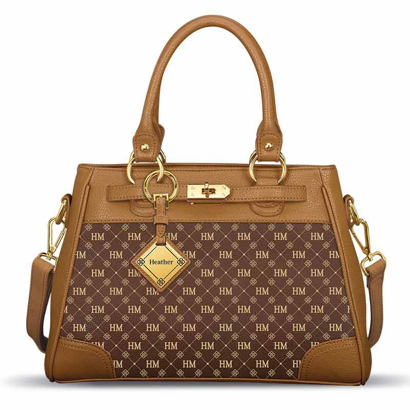 Personalized Initial Brown Handbag 1040 001 8 1