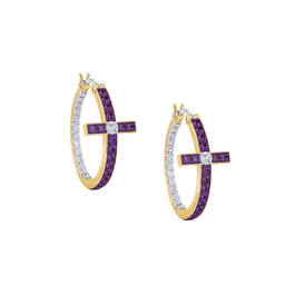 The Birthstone Diamond Cross Hoops 11446 0017 b february