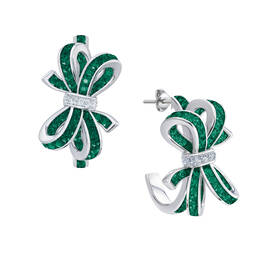 Birthstone Diamond Bow Earrings 1876 0066 e may