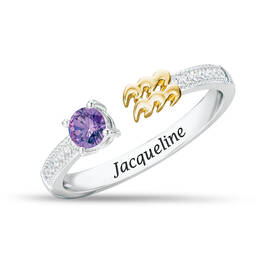 Birthstone & Diamond Zodiac Ring 11999 0018 b february