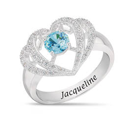 Personalized Genuine Birthstone Diamond Ring 11066 0016 c march