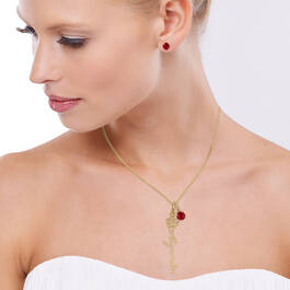 Birthstone Flower Necklace Earrings 11772 0011 p model
