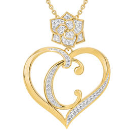Personalized Diamond Rose Pendant 10663 0015 b initial C