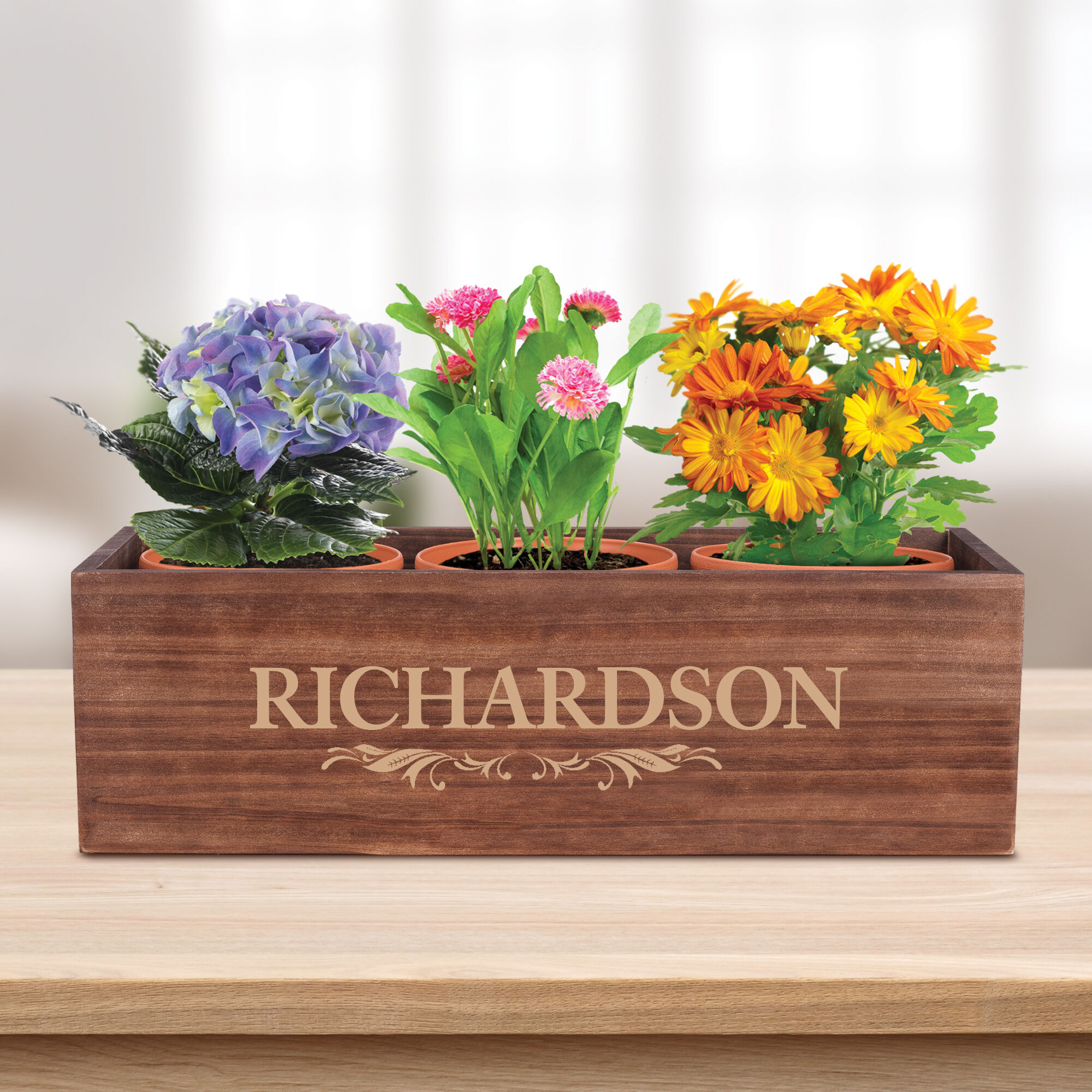 The Personalized Wood Planter Box 10878 0016 c flower