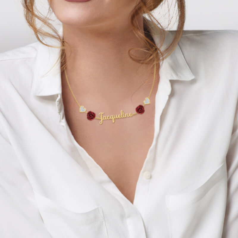 Personalized Diamond Rose Necklace 10467 0013 m model