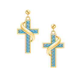 Birthstone Cross Earrings 5657 0021 c march