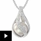 Love's Embrace Pearl & Diamond Pendant, , video-thumb