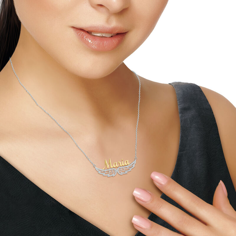 Personalized On Angel Wings Necklace 6820 001 3 4