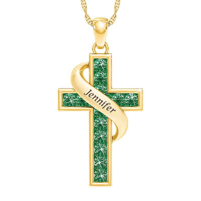 Gold cross with outlet birthstones